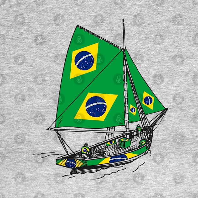 Vintage Brazil Flag Galleon Ship Sailor Team of Brazil Pride | Support Brazil Country by Mochabonk